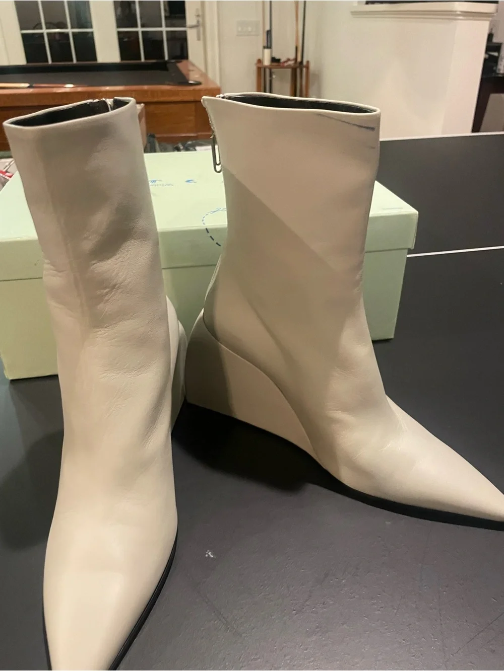 Off-White Nappa Doll Wedge Zip Booties